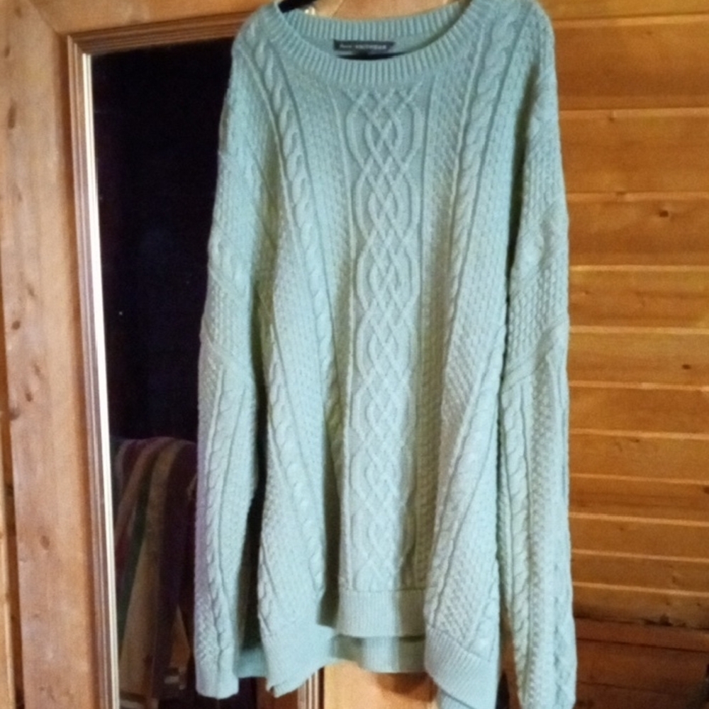 Mint Green Cable Knit Sweater